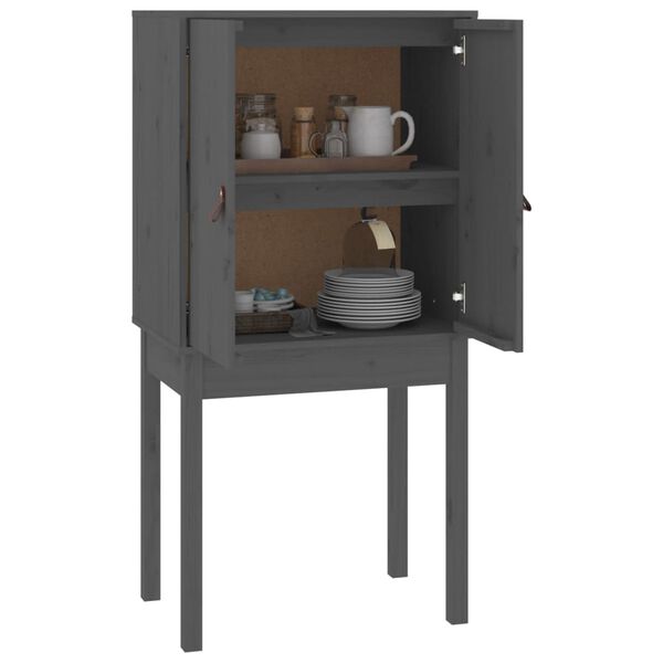 vidaXL Buffet haut Gris 60x40x120 cm Bois massif de pin
