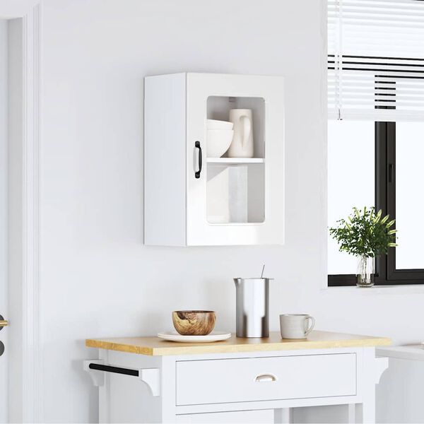 vidaXL Armoire murale de cuisine avec porte vitrée "Kalmar" Bois d'ingénierie blanc brillant