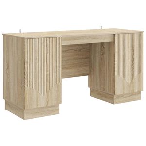 vidaXL Bureau Ch&ecirc;ne Sonoma 142,5 x 50 x 75 cm Bois d'ing&eacute;nierie