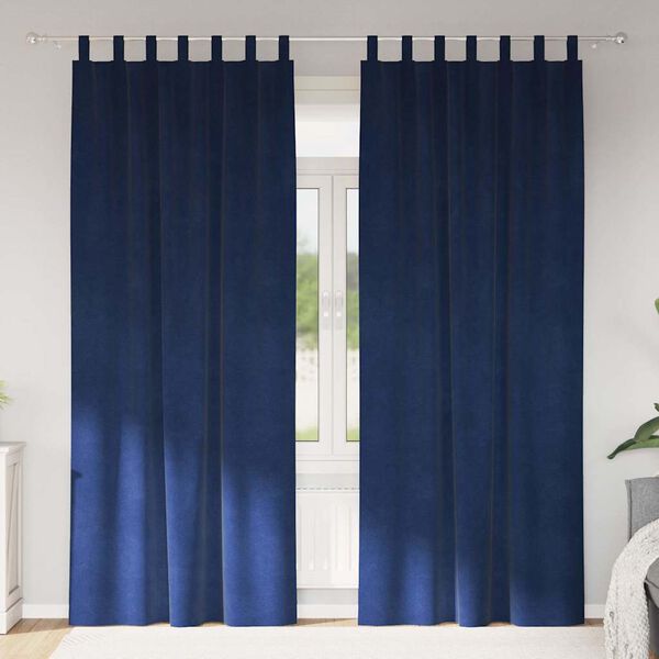 vidaXL Rideaux occultants 2 pcs Bleu fonc&eacute; 140 x 260 cm Velours