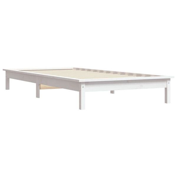 vidaXL Cadre de lit sans matelas blanc bois massif