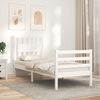 vidaXL Cadre de lit sans matelas blanc bois massif