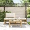 vidaXL Salon de jardin 3 pcs avec coussins blanc cr&egrave;me Bambou