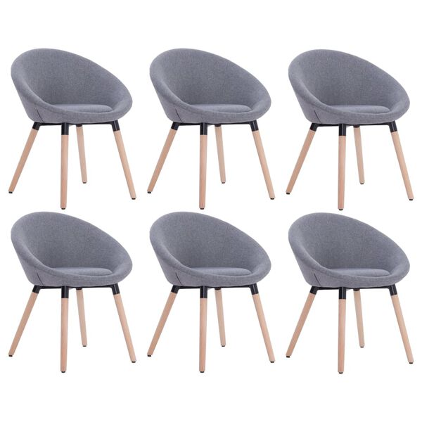 vidaXL Chaises &agrave; manger lot de 6 gris clair tissu