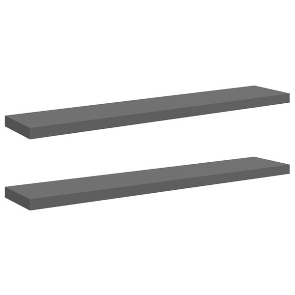 vidaXL &Eacute;tag&egrave;res murales flottantes 2 pcs gris brillant 120x23,5x3,8 cm