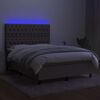 vidaXL Sommier &agrave; lattes de lit et matelas et LED Taupe 140x190cm Tissu