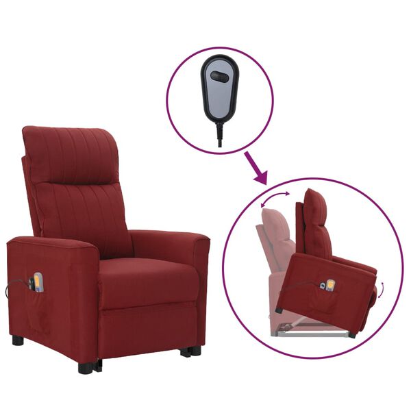 vidaXL Fauteuil de massage Rouge bordeaux Tissu