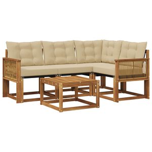 vidaXL Ensemble de canap&eacute;s d'ext&eacute;rieur 5 pcs Naturel et Beige