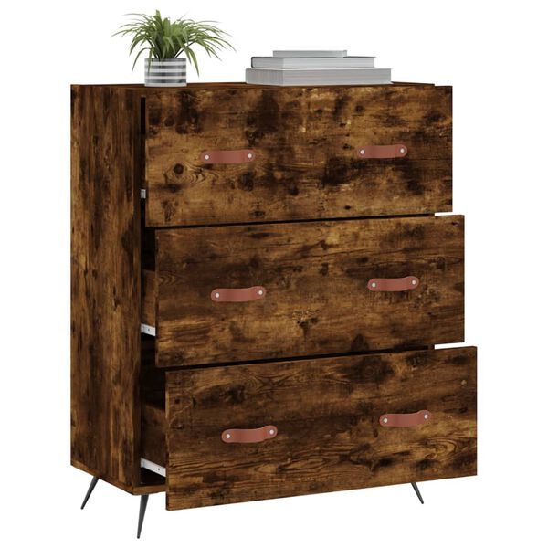 vidaXL Commode ch&ecirc;ne fum&eacute; 69,5 x 34 x 90 cm bois d'ing&eacute;nierie