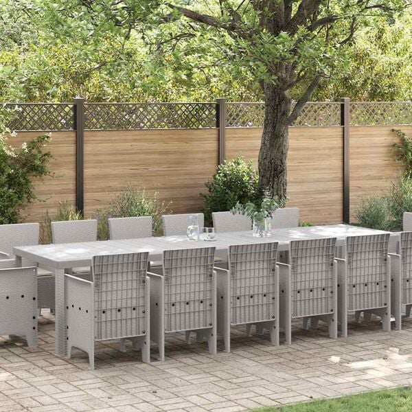 vidaXL Ensemble de salle à manger pour jardin 15 pcs Gris clair
