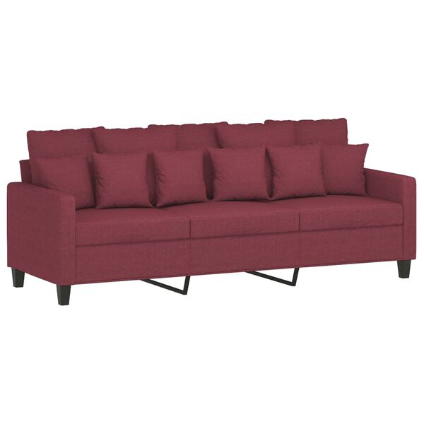 vidaXL Ensemble de canapés 3 pcs avec coussins Rouge bordeaux Tissu
