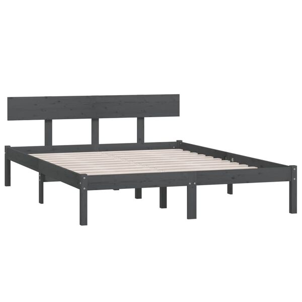 vidaXL Cadre de lit sans matelas gris bois de pin massif