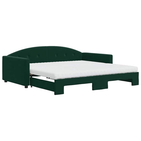vidaXL Lit de jour et gigogne et matelas vert fonc&eacute; 100x200 cm velours