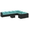 vidaXL Salon de jardin 10 pcs avec coussins noir r&eacute;sine tress&eacute;e