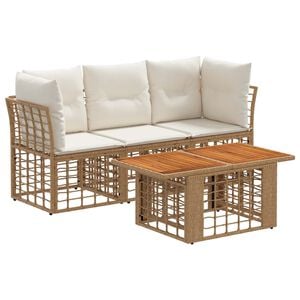 vidaXL Ensemble de canap&eacute; de jardin 4 pc Blanc Naturel et Cr&egrave;me