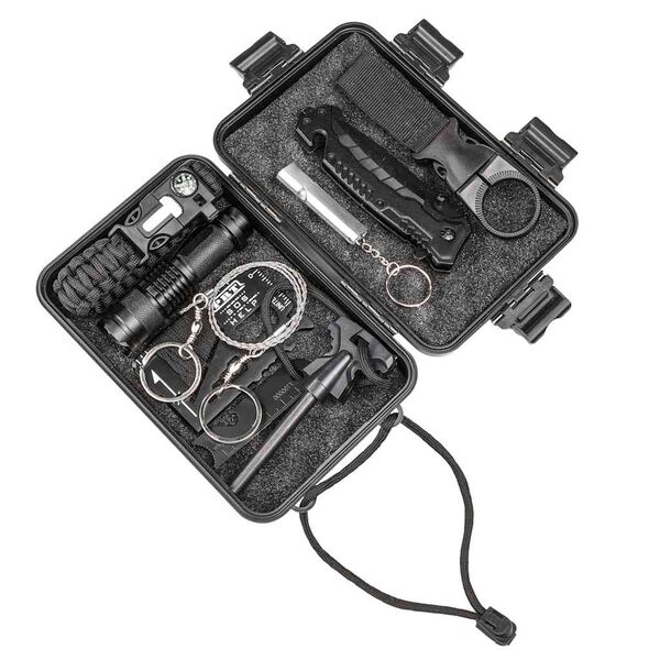 HI Kit de survie avec 10 pcs Noir