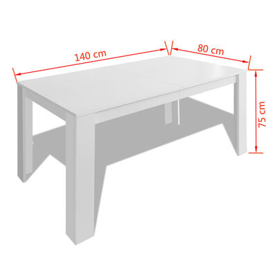 vidaXL Table à manger 140x80x75 cm blanc