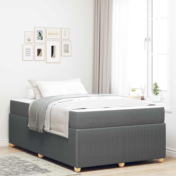 vidaXL Cadre de lit avec matelas Gris fonc&eacute; 120 x 200 cm tissu
