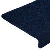 vidaXL Tapis d'escalier autocollants 15 pièces 65 x 21 x 4 cm Bleu marine Bord rectangulaire
