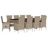 vidaXL Ensemble &agrave; manger de jardin et coussins 11 pcs beige poly rotin
