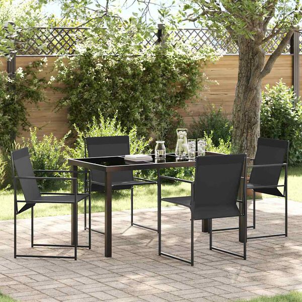 vidaXL Ensemble de salle &agrave; manger pour jardin 5 pcs Noir