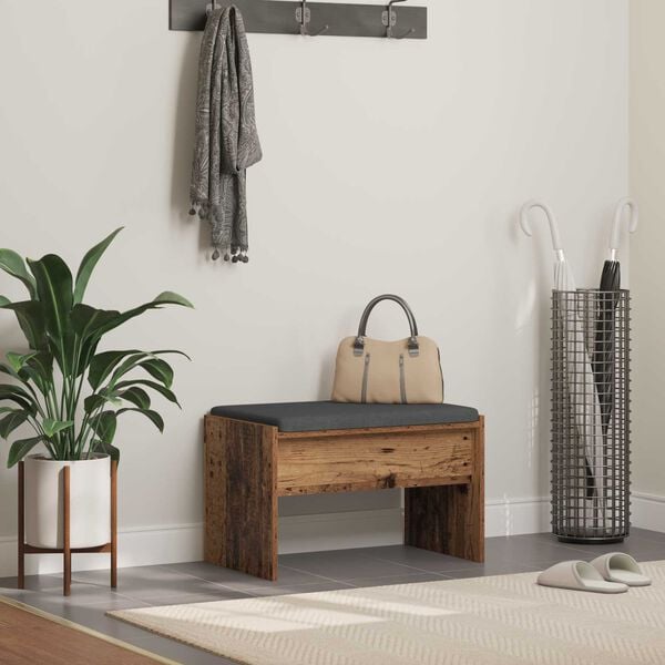 vidaXL Banc d'entr&eacute;e avec coussin Bois ancien 63 x 38 x 40 cm