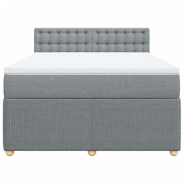 vidaXL Sommier &agrave; lattes de lit avec matelas Gris clair 140x190cm Tissu
