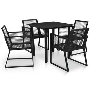 vidaXL Ensemble &agrave; manger d'ext&eacute;rieur 5 pcs Rotin PVC Noir