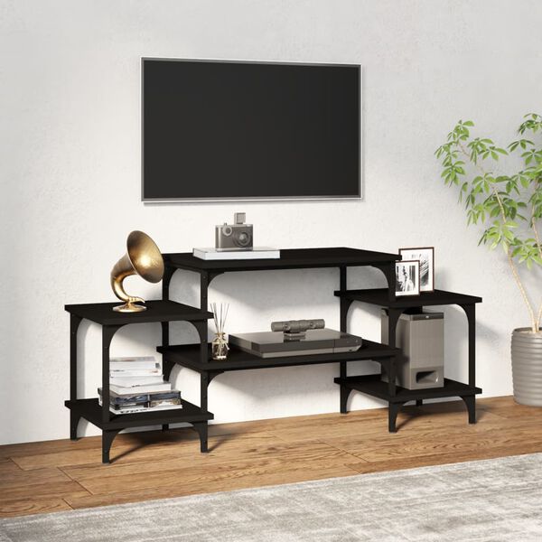 vidaXL Meuble TV noir 117x35x52 cm bois d'ing&eacute;nierie