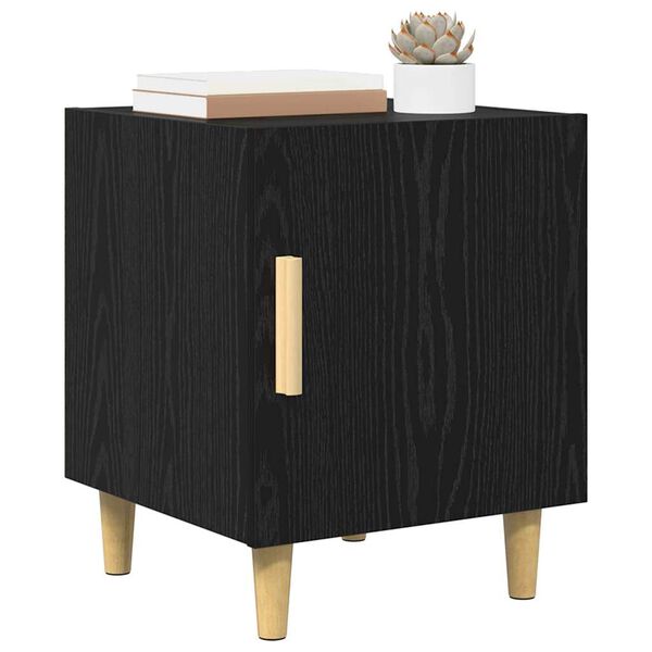 vidaXL Cabinet de chevet Ch&ecirc;ne noir 40 x 40 x 50 cm Bois d'ing&eacute;nierie
