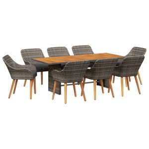 vidaXL Ensemble de salle &agrave; manger pour jardin 9 pcs Gris polyrotin
