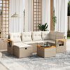 vidaXL Salon de jardin avec coussins 7 pcs beige r&eacute;sine tress&eacute;e
