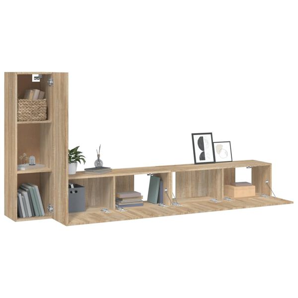 vidaXL Ensemble de meubles TV 3 pcs Chêne sonoma Bois d'ingénierie