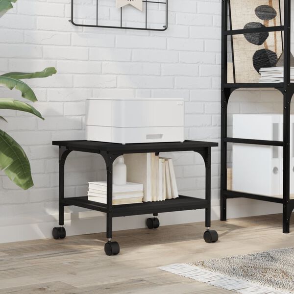 vidaXL Support d'imprimante à 2 niveaux noir 50x40x38 cm