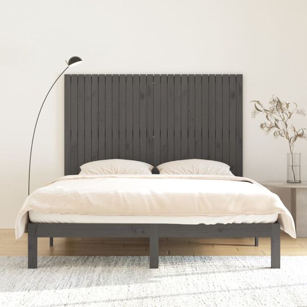 vidaXL T&ecirc;te de lit murale Gris 166x3x110 cm Bois massif de pin