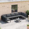 vidaXL Ensemble de canapé de jardin avec coussin 7 pcs Noir Acier