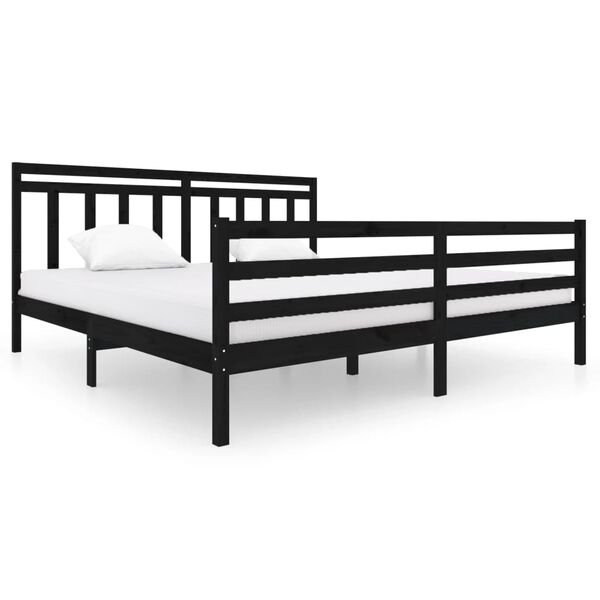 vidaXL Cadre de lit sans matelas noir bois massif 200x200 cm