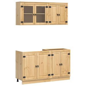 vidaXL Armoire avec &eacute;tag&egrave;re avec porte SKI 4 pcs Brun Miel Pin massif