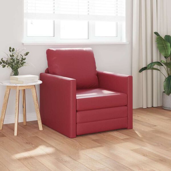 vidaXL Canap&eacute;-lit 2 en 1 rouge bordeaux 112x174x55 cm similicuir