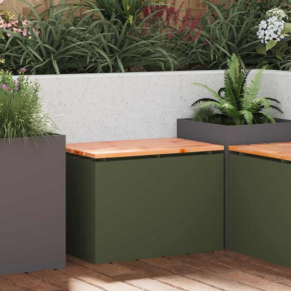 vidaXL Banc de jardin Vert olive 60 x 40 x 43 cm Acier