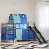vidaXL Lit mezzanine pour enfants Noir et Bleu 74,5 x 190 cm M&eacute;tал