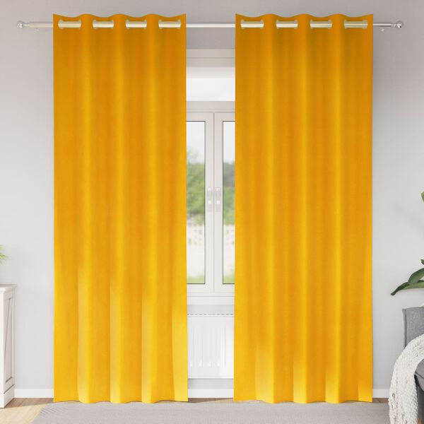 vidaXL Rideaux occultants 2 pcs Jaune moutarde 140 x 260 cm Velours