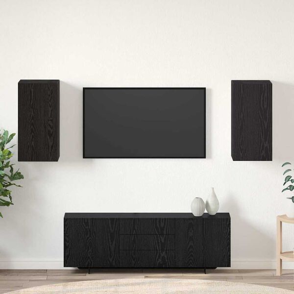 vidaXL Meuble TV mural 2 pcs Ch&ecirc;ne noir 30,5 x 30 x 60 cm
