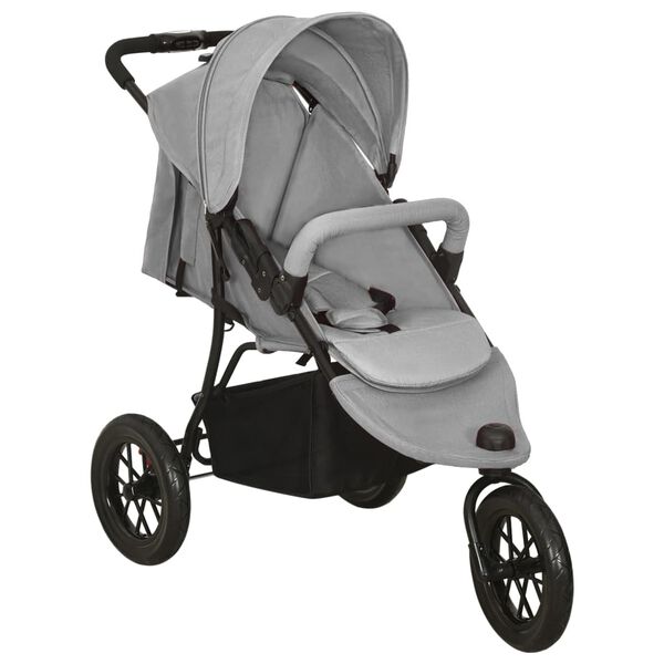 vidaXL Poussette pour b&eacute;b&eacute; Gris clair Acier