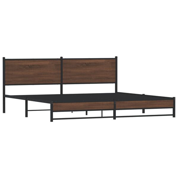 vidaXL Cadre de lit en m&eacute;tal sans matelas ch&ecirc;ne marron 200x200 cm
