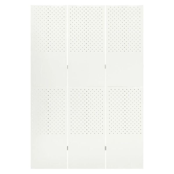 vidaXL Cloison de séparation 3 panneaux Blanc 120x180 cm Acier