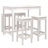 vidaXL Ensemble de bar de jardin 5 pcs blanc bois massif de pin