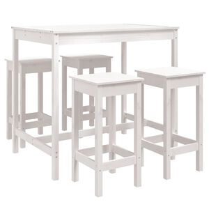 vidaXL Ensemble de bar de jardin 5 pcs blanc bois massif de pin