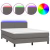 vidaXL Sommier &agrave; lattes de lit avec matelas et LED Gris 140x190 cm