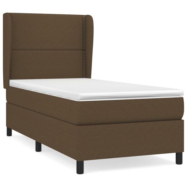 vidaXL Sommier &agrave; lattes de lit avec matelas Marron fonc&eacute; 100x200 cm